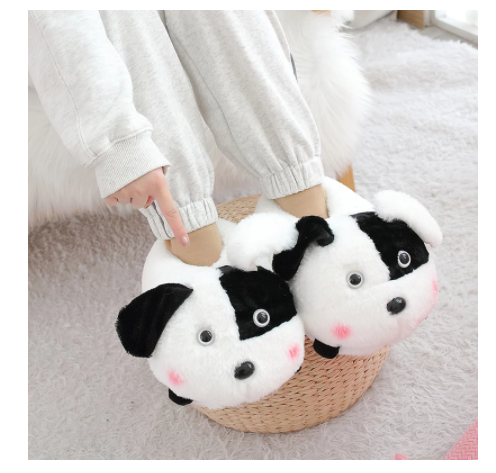 Black and White Puppy Slippers